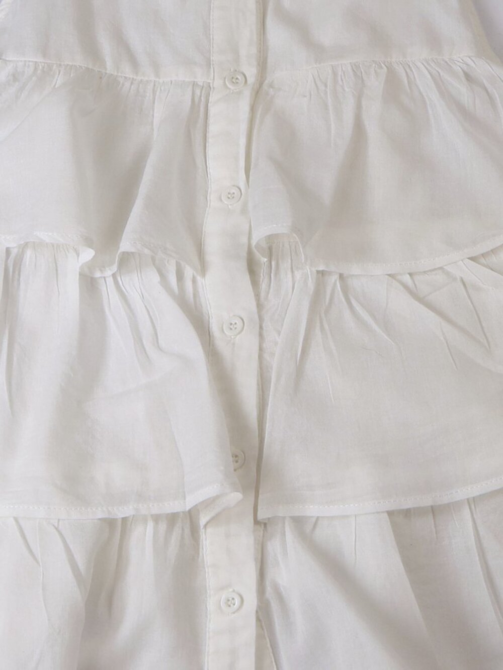 HYFVE White Tiered Ruffle Sleeveless Button Front Cotton Top Large - Picture 4 of 7